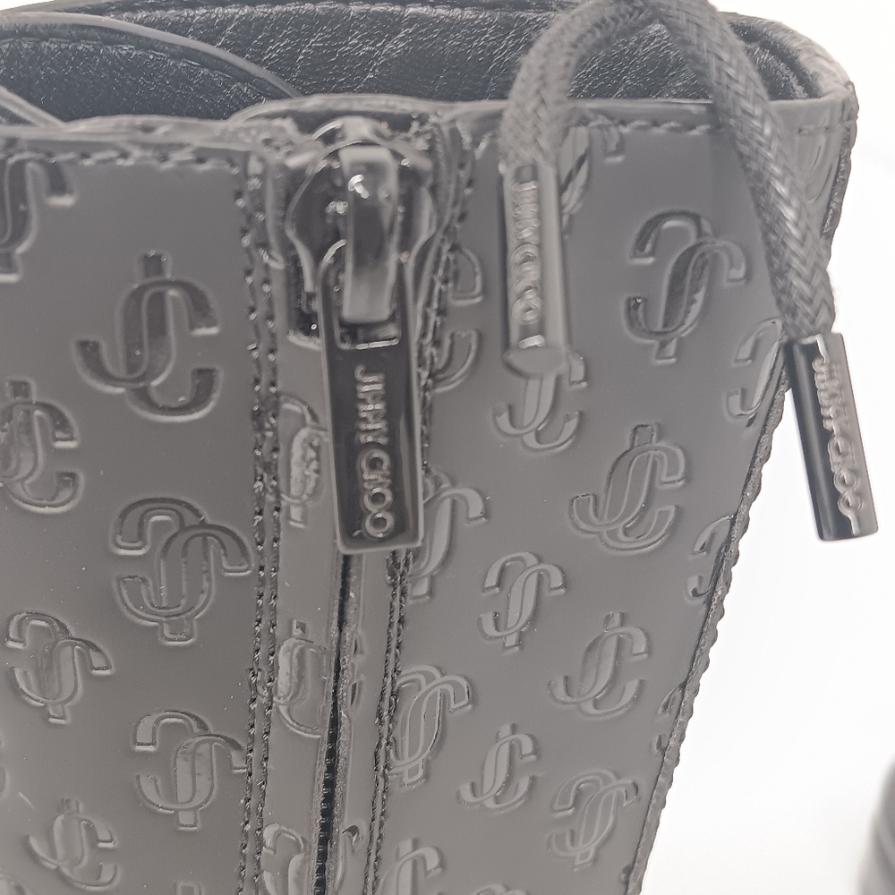 Jimmy Choo Women's Cora Logo Debossed Combat Boots - Picture 9 of 15